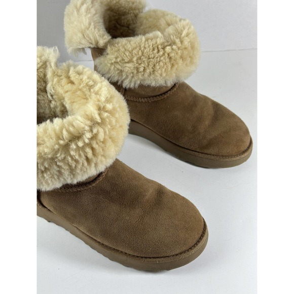UGG Classic Cuff Short Boot Chestnut Brown Tan Sheepskin Suede Women's Size 7 - Picture 7 of 16